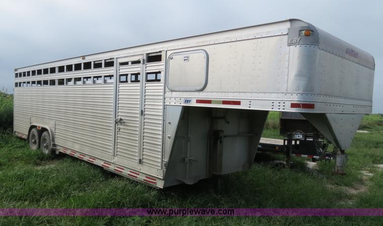 image for item F4957 2001 Eby Ruff Neck 26' aluminum gooseneck stock trailer