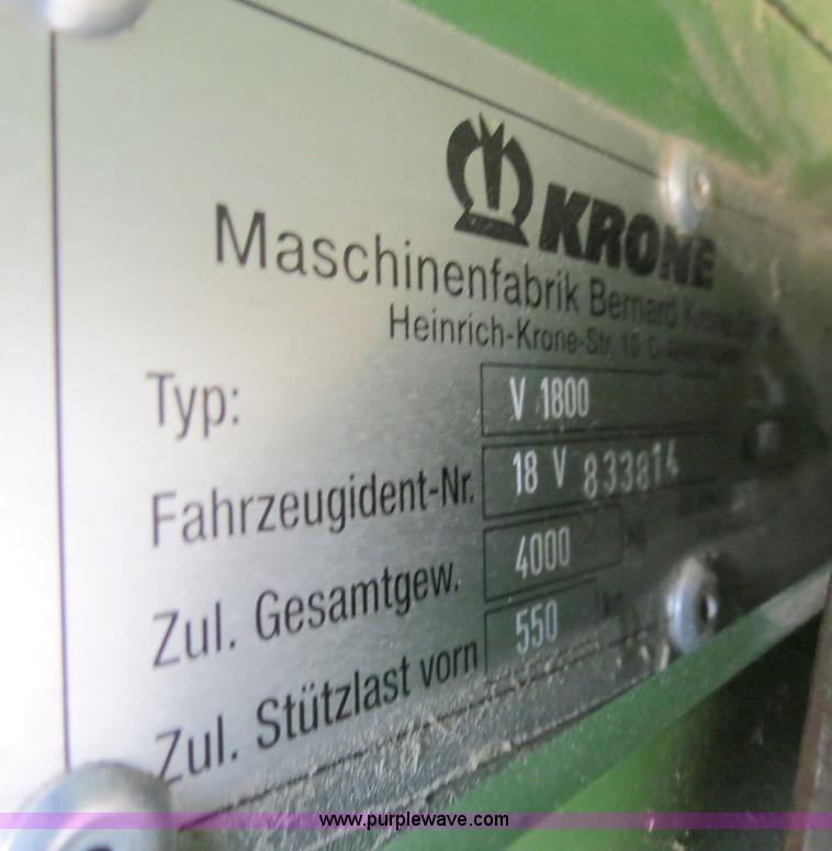 image for item F4963 2012 Krone Fortima V1800MC round baler