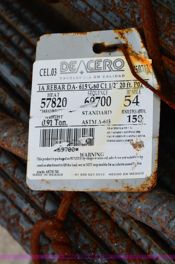 image for item H2908 (4) bundles of 20' x 1/2" rebar