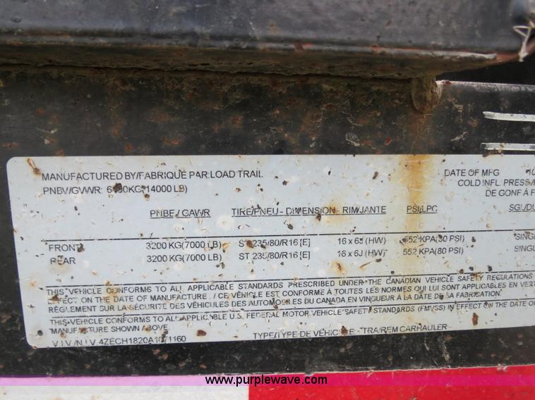 image for item I9541 2010 Load Trail equipment trailer