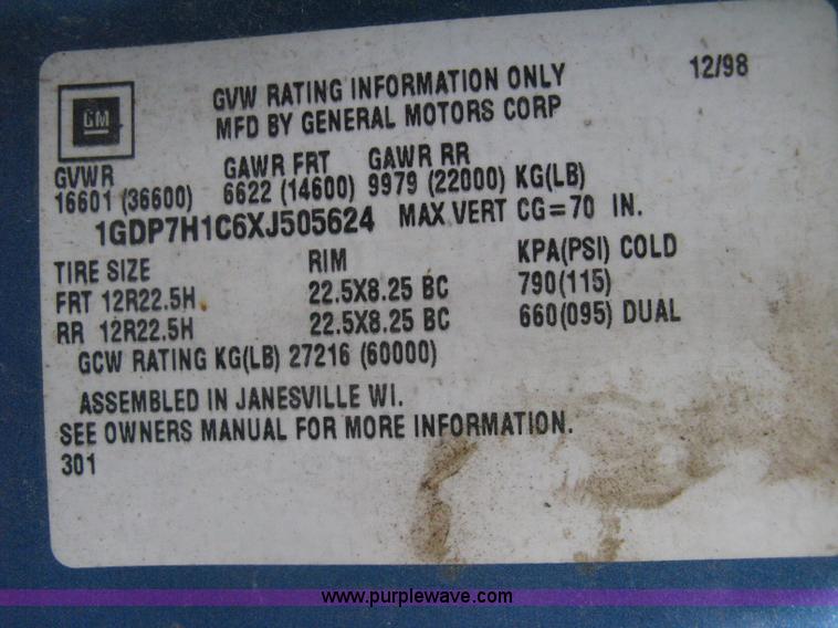 image for item H5333 1999 GMC C8500 dump truck