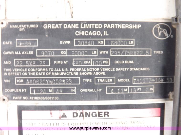 image for item H9230 2000 Great Dane refrigerated trailer