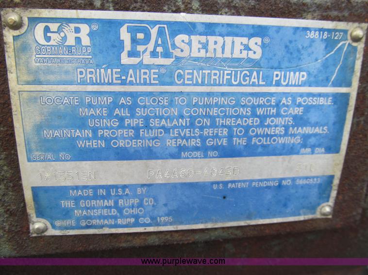 image for item H8894 2008 Gorman PA4A6C-40450 4" trash pump