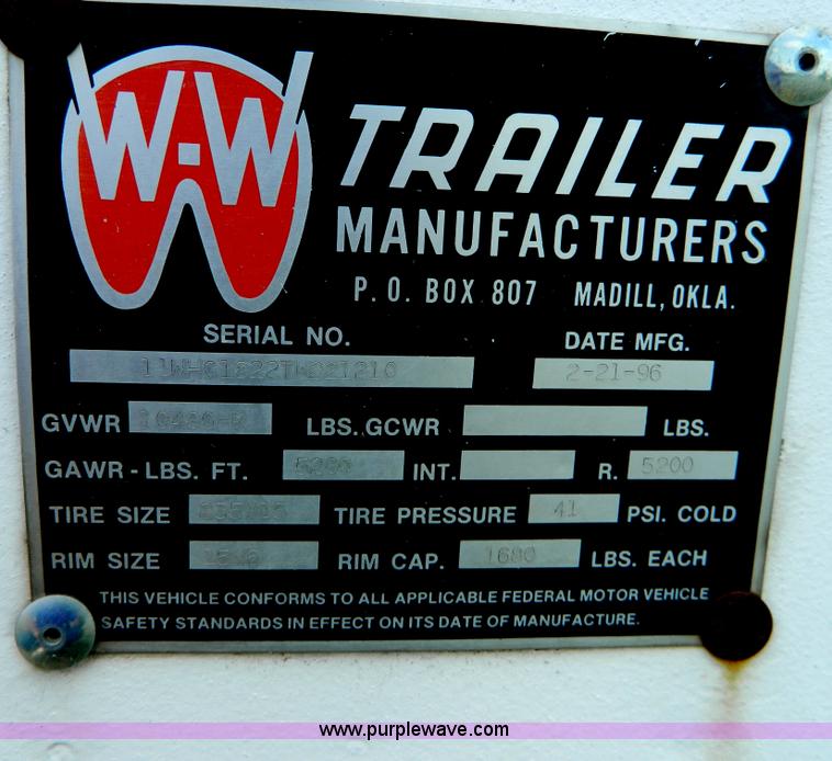 image for item AX9715 1996 WW enclosed trailer
