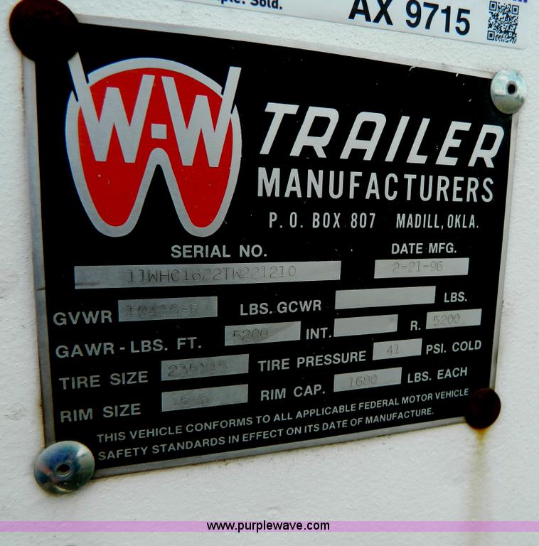image for item AX9715 1996 WW enclosed trailer