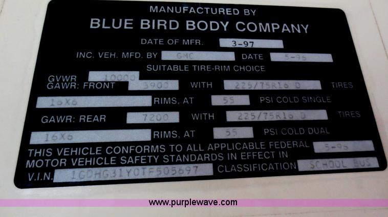 image for item D2110 1997 GMC Savana G3500 school bus