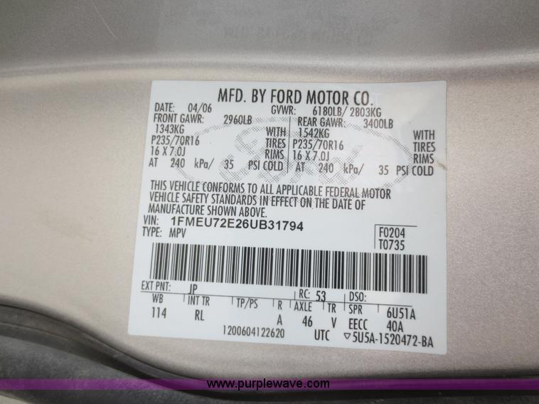 image for item D2111 2006 Ford Explorer XLS SUV