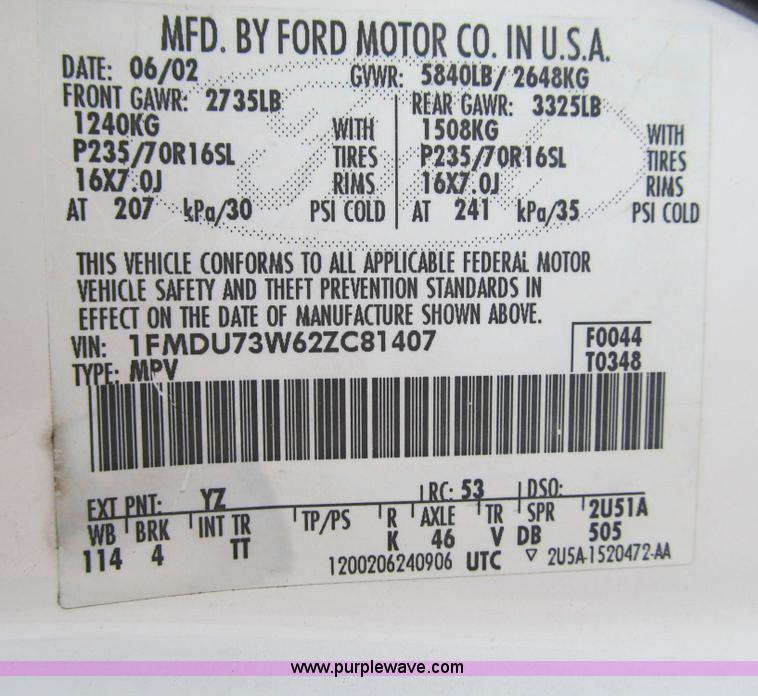 image for item F8807 2002 Ford Explorer XLT SUV