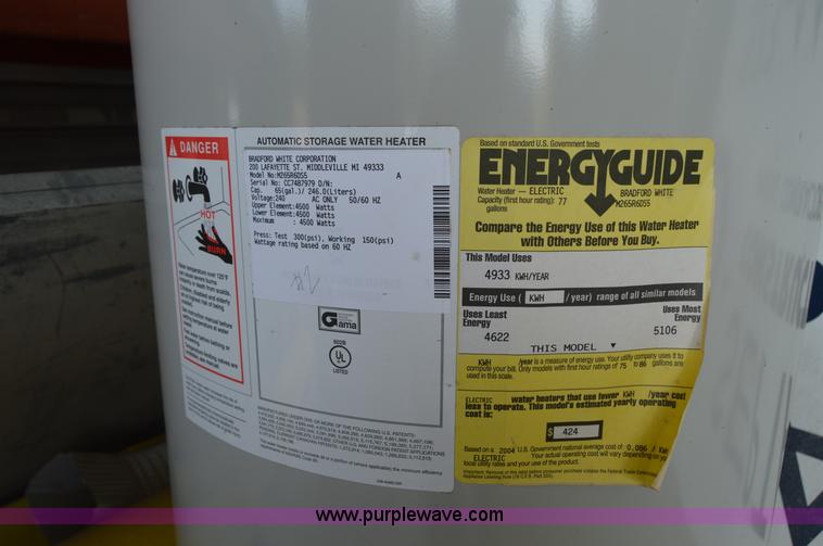 image for item H2876 (2) Bradford White electric water heaters