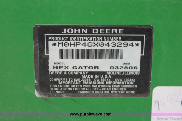 image for item H8258 2006 John Deere HPX Gator utility vehicle