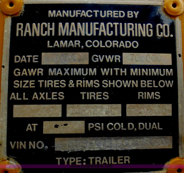image for item F6943 1995 Ranch belly dump trailer