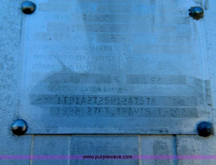 image for item H2437 1998 Travis end dump trailer