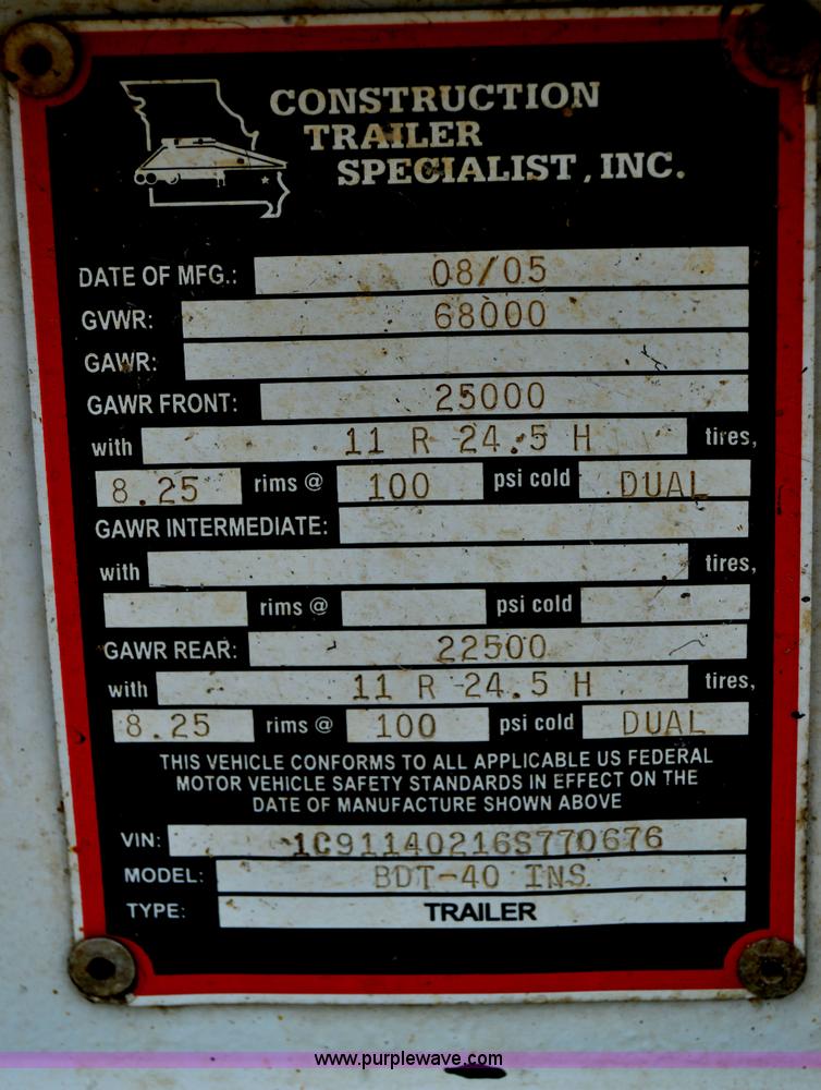 image for item H2973 2006 CTS BDT-40INS belly dump trailer