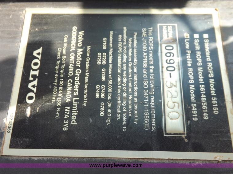 image for item H9188 2005 Volvo G720B articulated motor grader