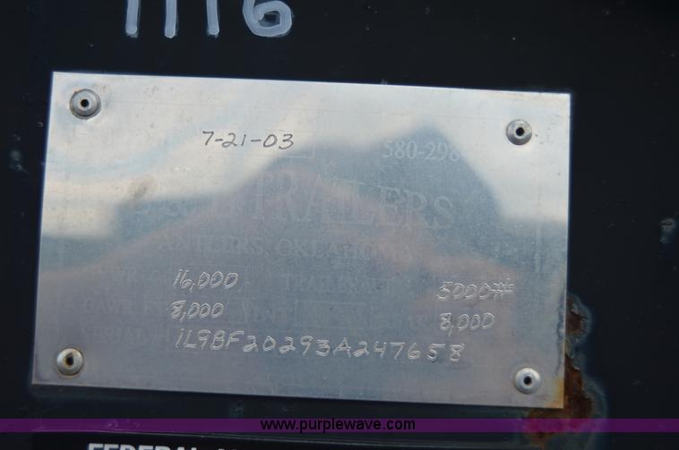 image for item I6497 2003 L&L gooseneck trailer