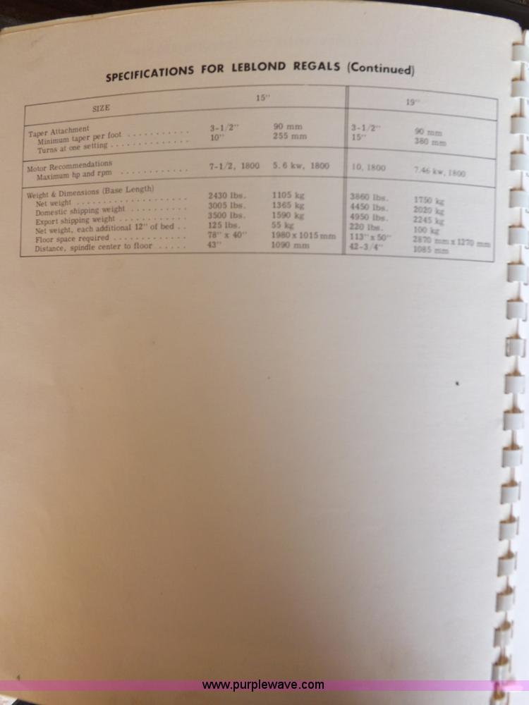 image for item H9194 Le Blond metal lathe