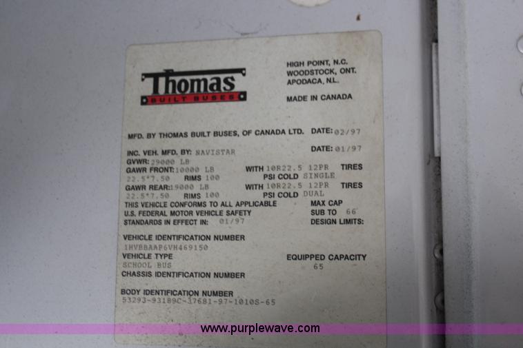 image for item J1085 1997 International 3800 school bus