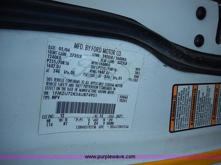 image for item BA9661 2004 Ford Explorer XLS SUV