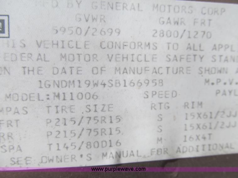 image for item H8836 1995 Chevrolet Astro van