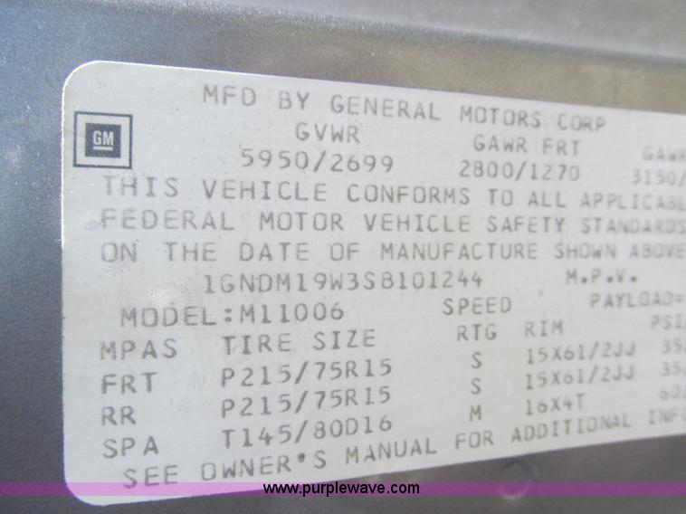 image for item H8837 1995 Chevrolet Astro van