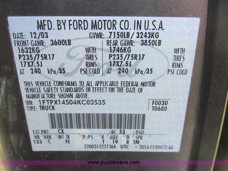 image for item H8841 2004 Ford F150 XLT SuperCab pickup truck