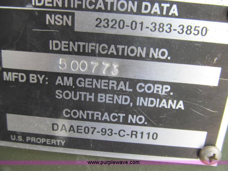 image for item I8988 1986 Am General 2.5 ton truck