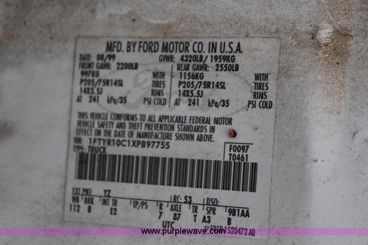 image for item J1029 1999 Ford Ranger pickup truck