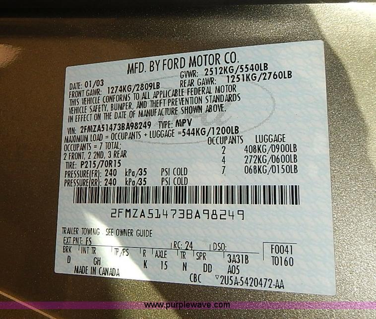 image for item I3510 2003 Ford Windstar LX