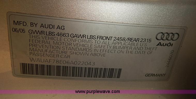 image for item I3511 2006 Audi A4 2.0T