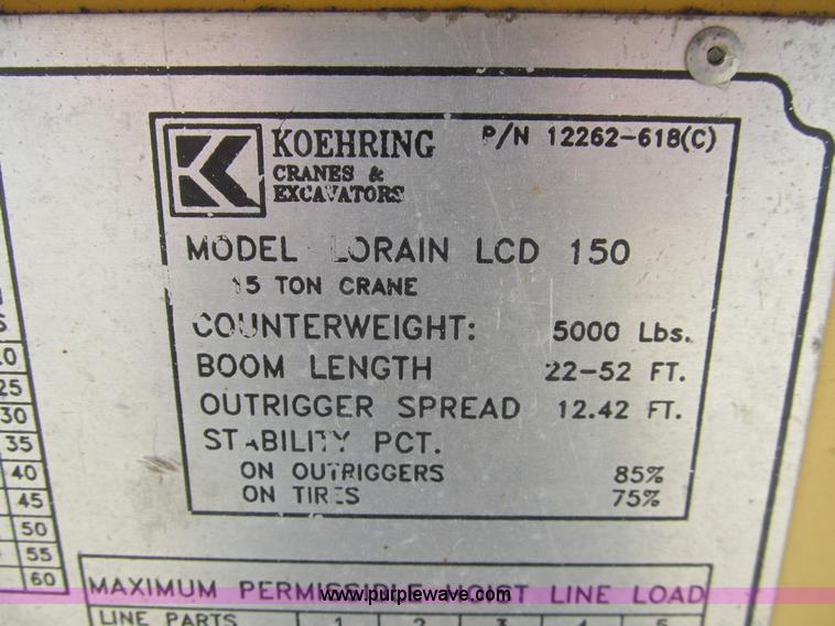 image for item H8842 Lorain LCD150 crane