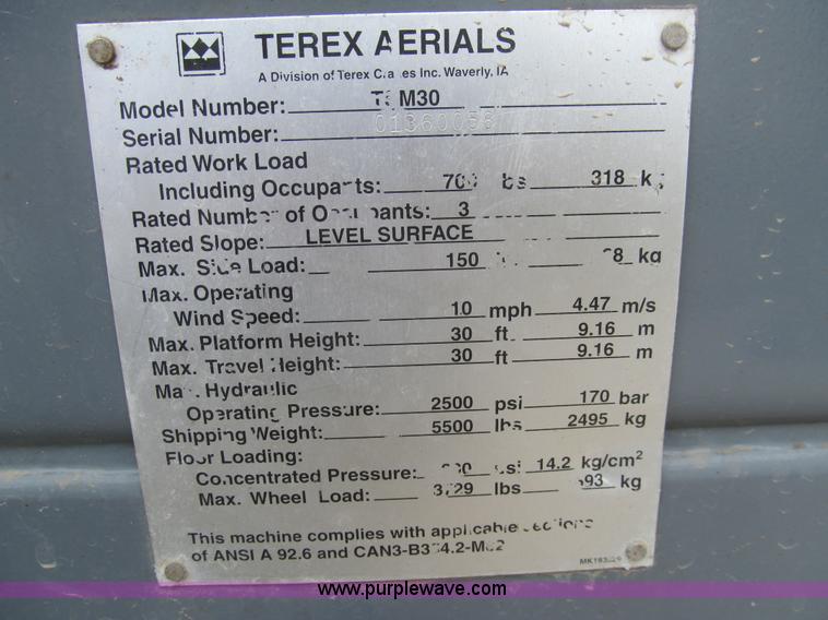 image for item H8898 Terex TSM30 electric scissor lift