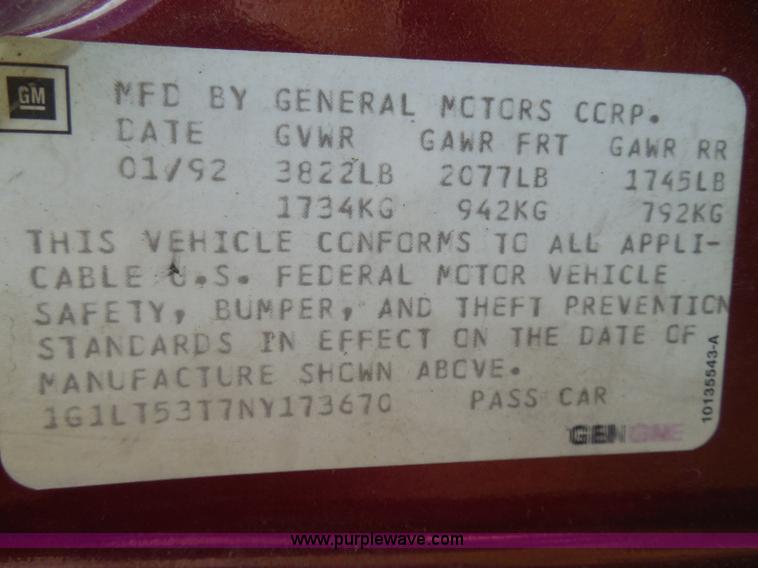 image for item I3477 1992 Chevrolet Corsica LT