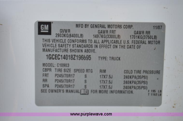 image for item F8326 2008 Chevrolet Silverado 1500 pickup truck