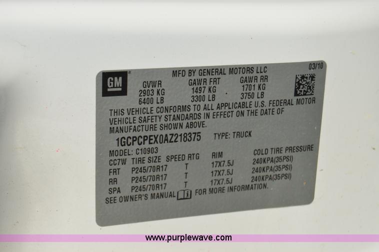 image for item F8327 2010 Chevrolet Silverado 1500 pickup truck