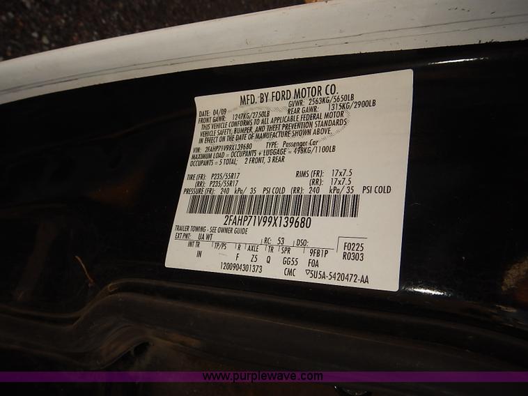 image for item E7763 2009 Ford Crown Victoria Police Interceptor