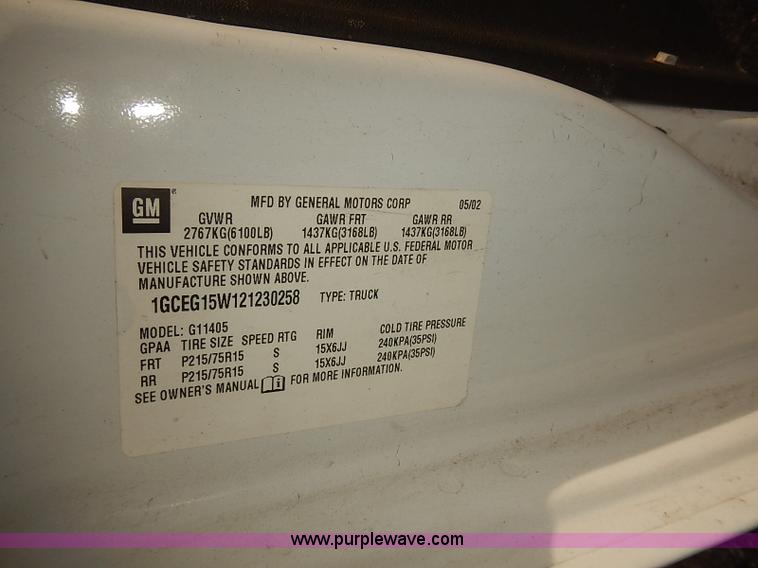 image for item E7778 2002 Chevrolet Express 1500 Cargo van