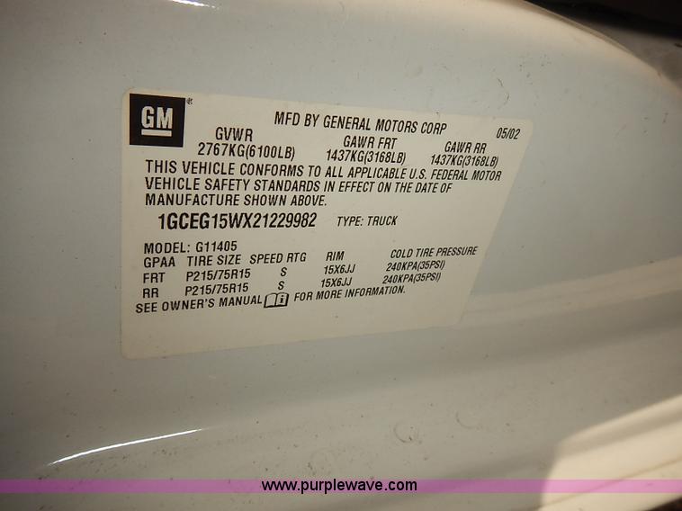 image for item E7782 2002 Chevrolet Express 1500 Cargo van