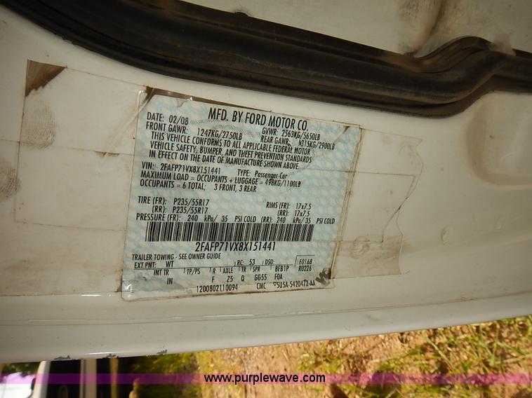 image for item E7813 2008 Ford Crown Victoria Police Interceptor