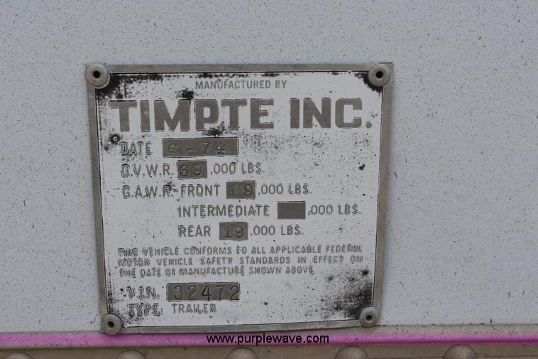 image for item J2083 1974 Timpte double hopper grain trailer