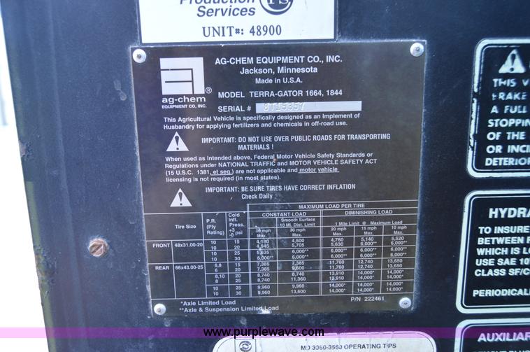 image for item H2785 1997 Ag-Chem TerraGator 1844 self-propelled applicator