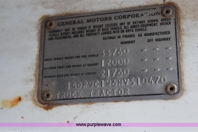 image for item J2141 1987 GMC Brigadier tender truck