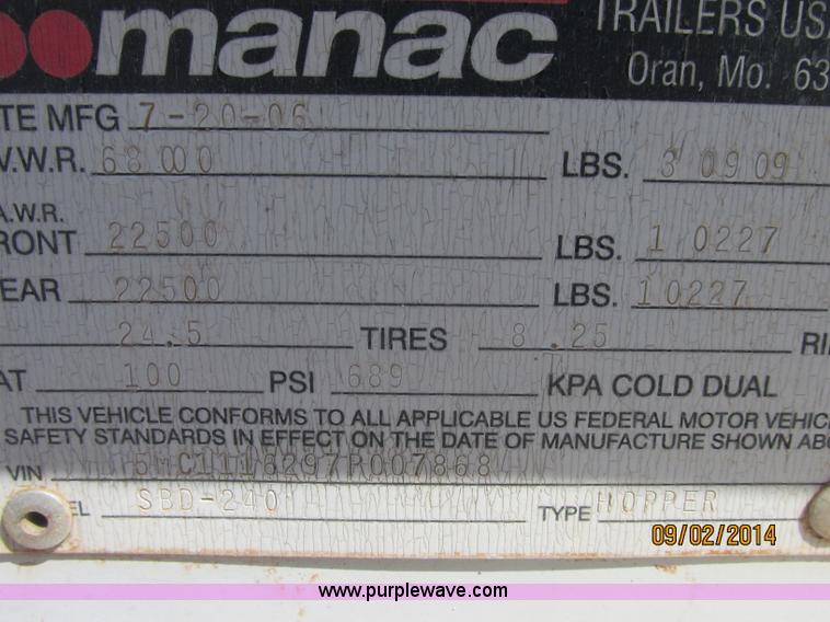 image for item E7862 2007 CPS SBD-240 bottom dump trailer