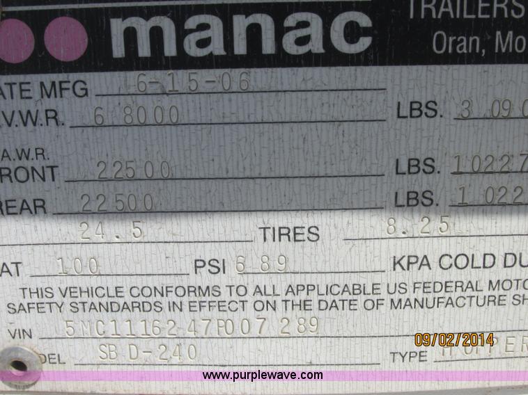 image for item E7867 2007 CPS SBD-240 bottom dump trailer