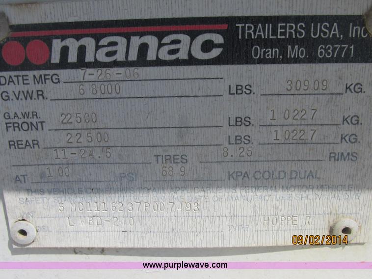 image for item E7868 2007 CPS LWBD-240 bottom dump trailer