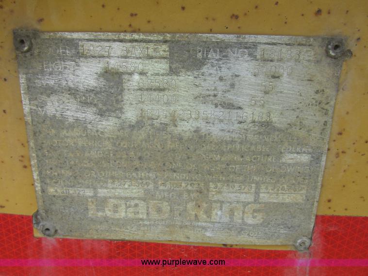 image for item G9988 1989 Load King 1827 belly dump trailer