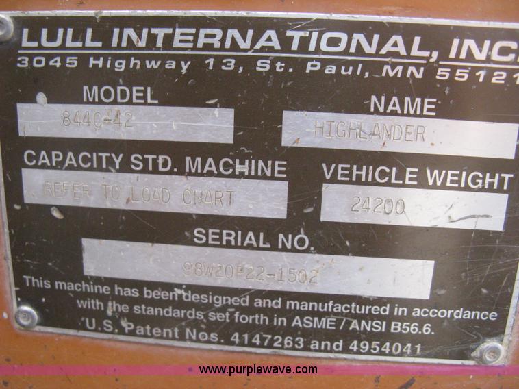 image for item H5263 1998 Lull 844C-42 Highlander telehandler