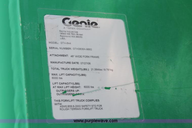 image for item H5611 2006 Genie GTH-644 telehandler