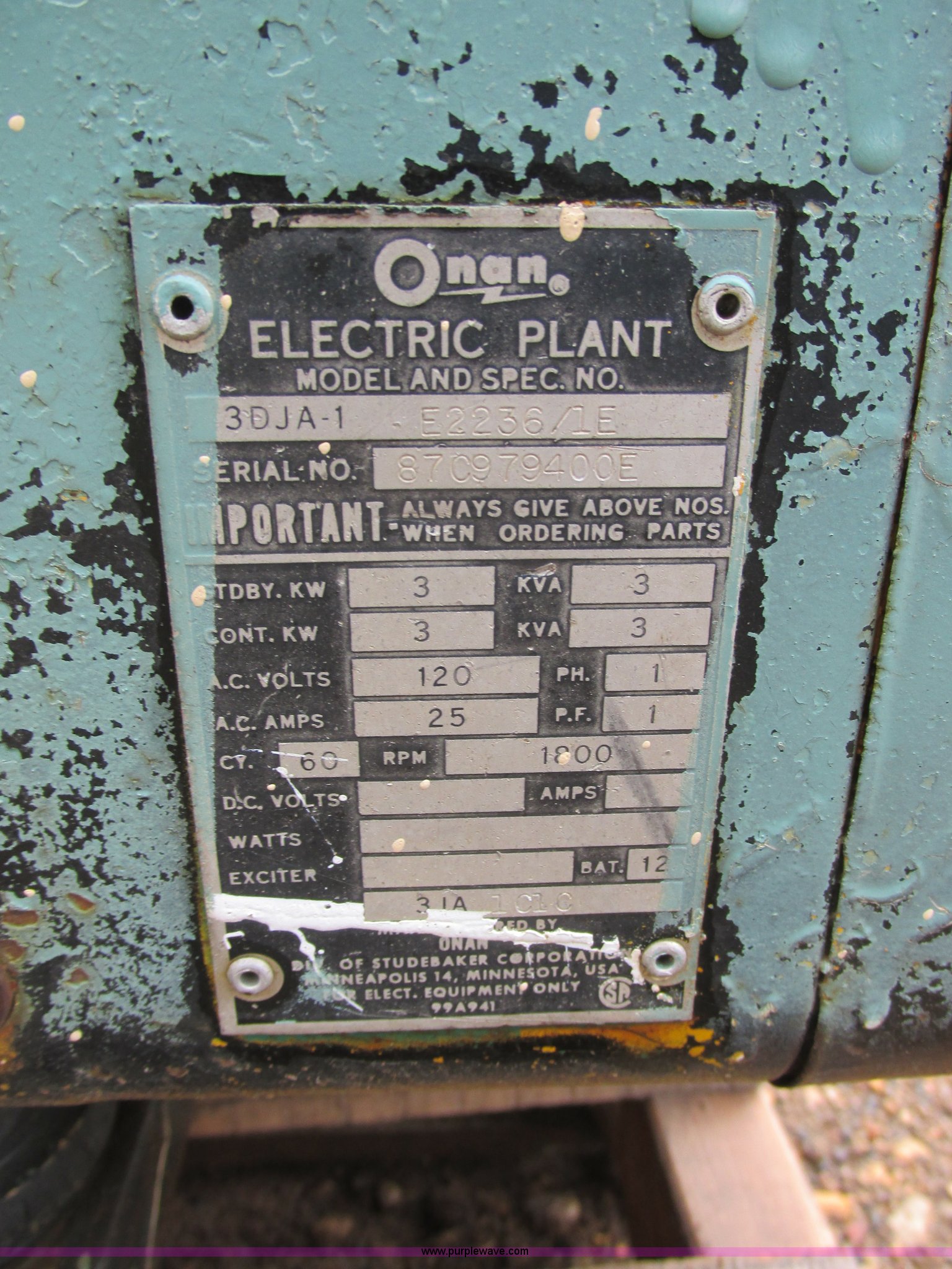 (2) Onan electric plants in Slayton, MN Item I6076 sold Purple Wave