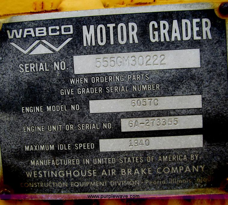 image for item E4931 1973 Wabco 555 motor grader
