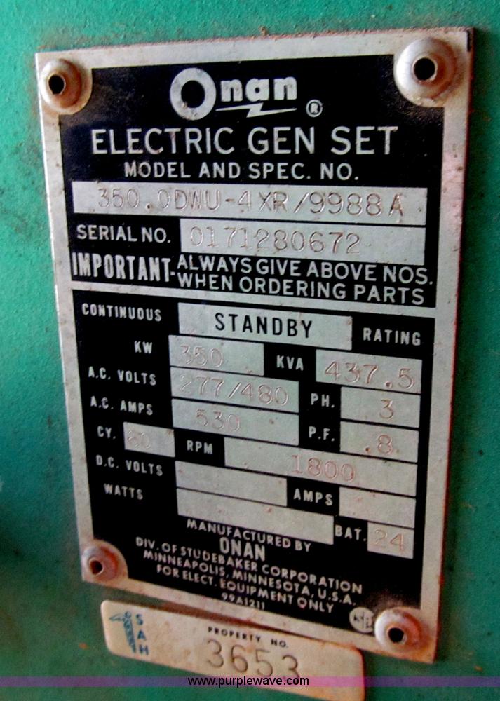 image for item E4949 Onan 350 kW generator